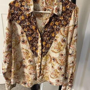 Free People Multicolor Floral Button-Up Shirt